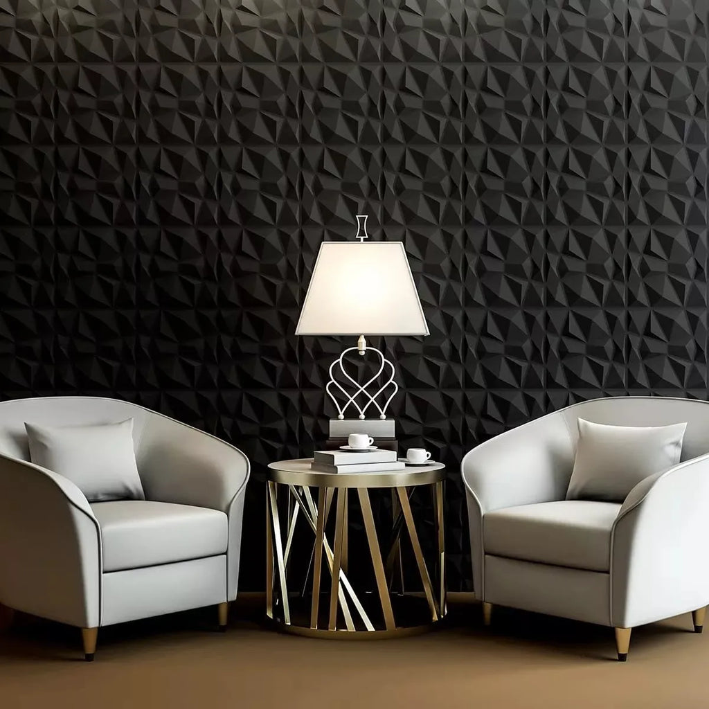 Panel 3D Decorativo — Diamante Negro | Caja 20 piezas