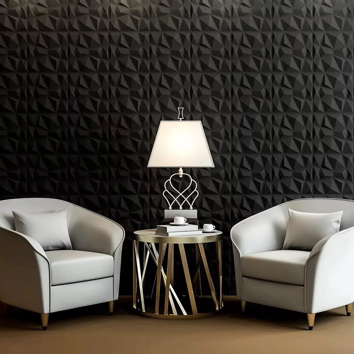 Panel 3D Decorativo — Diamante Negro | Caja 20 piezas