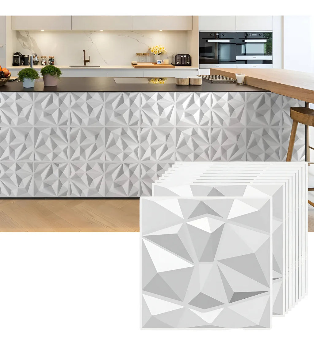 Panel 3D Decorativo — Blanco | Caja 20 piezas