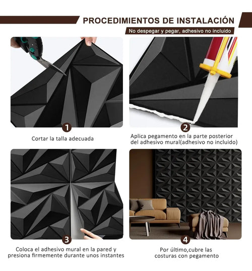 Panel 3D Decorativo — Diamante | Caja 20 piezas